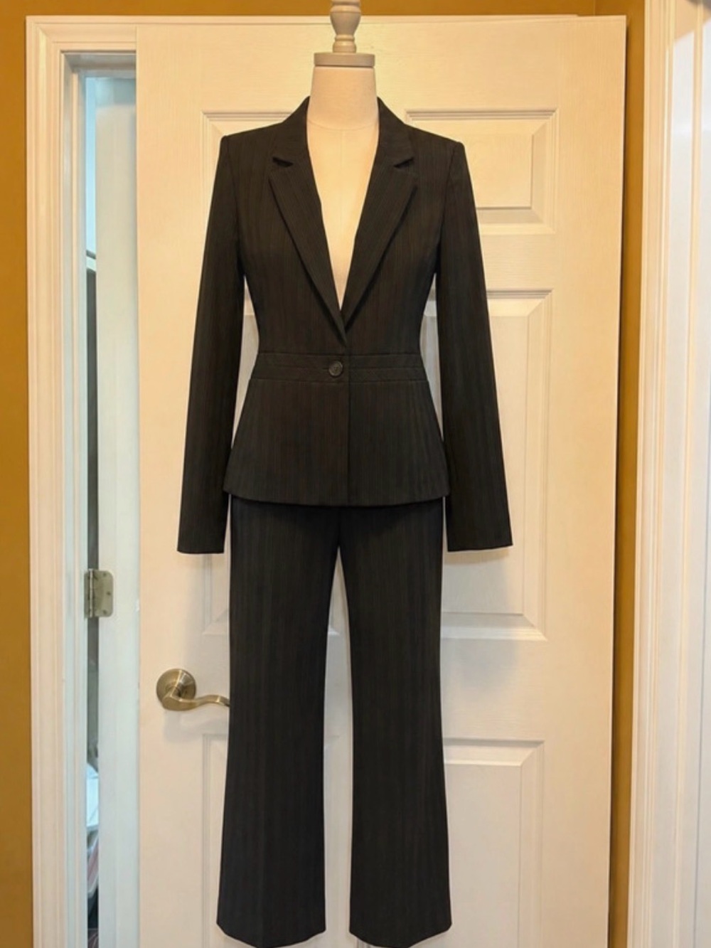 Jones New York Black Pinstripe Women's Tailored Pantsuit